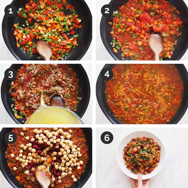 逐步的照片如何制作素食主义者Jambalaya