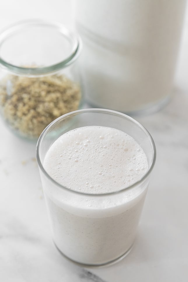 Photo of a glass of hemp milk